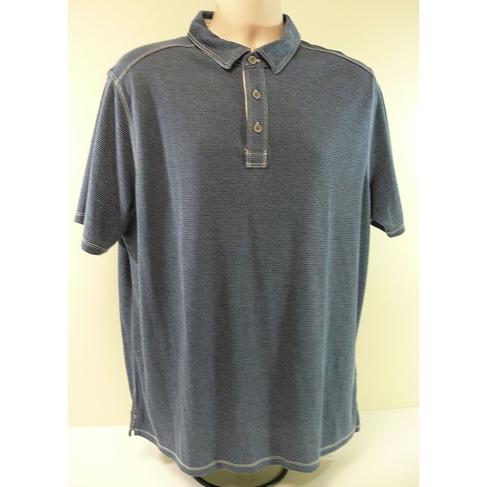 Kirkland Signature Polo Shirt Collared striped contrast stitching sz LARGE